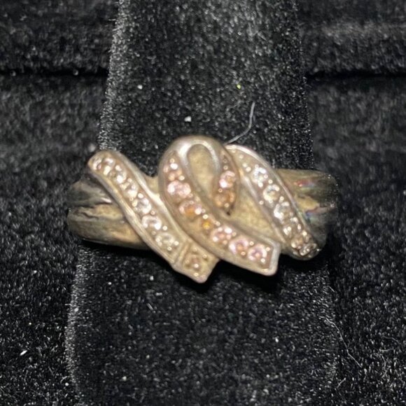 Ring CZ Cubic Zirconia Size 8 Hope Faceted Vintage Jewelry Sterling Silver Stamp - Picture 2 of 11